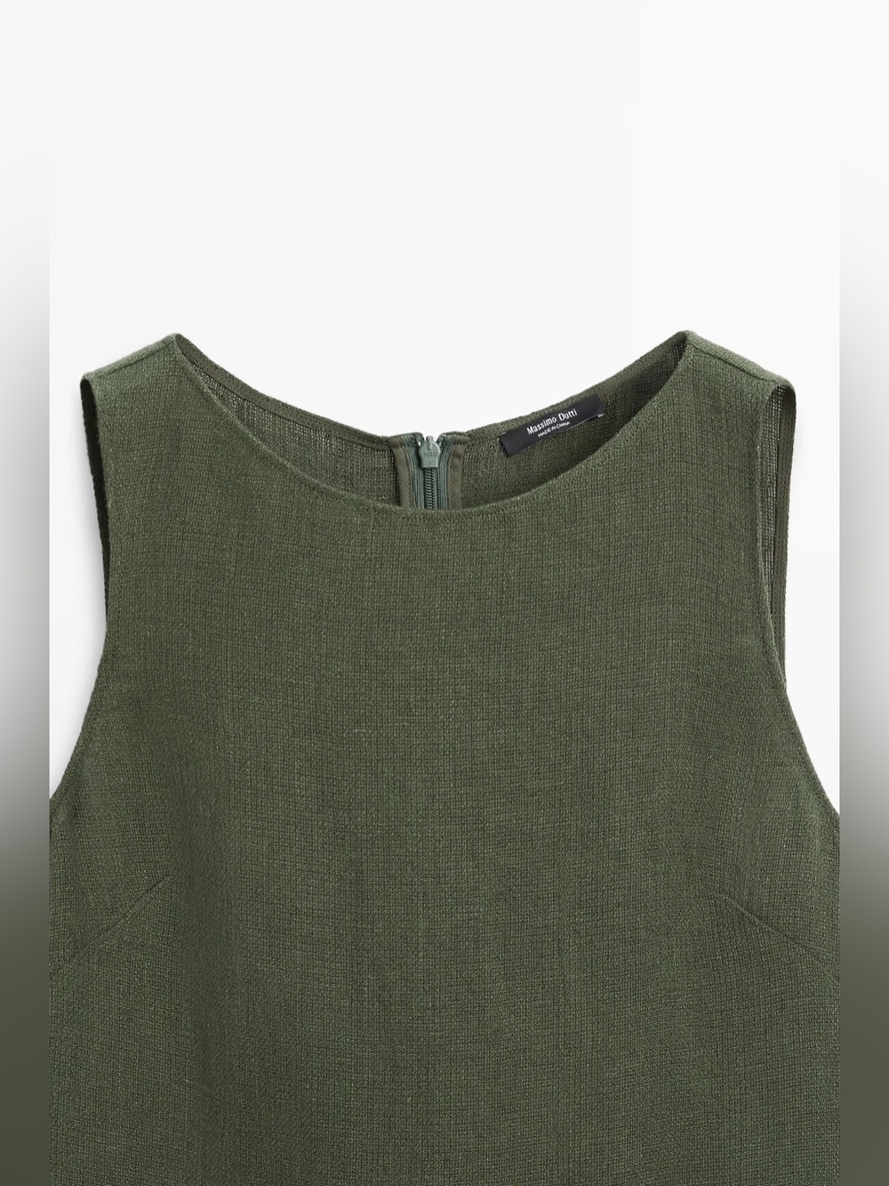 Massimo Dutti Linen Olive Green Sleeveless Maxi Dress - Picture 5 of 9